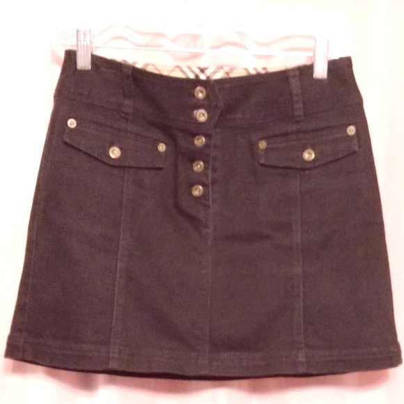 BURBERRY Blue Label, Black Denim Mini Skirt Button-Front (Size-See Measurements) - Picture 2 of 12